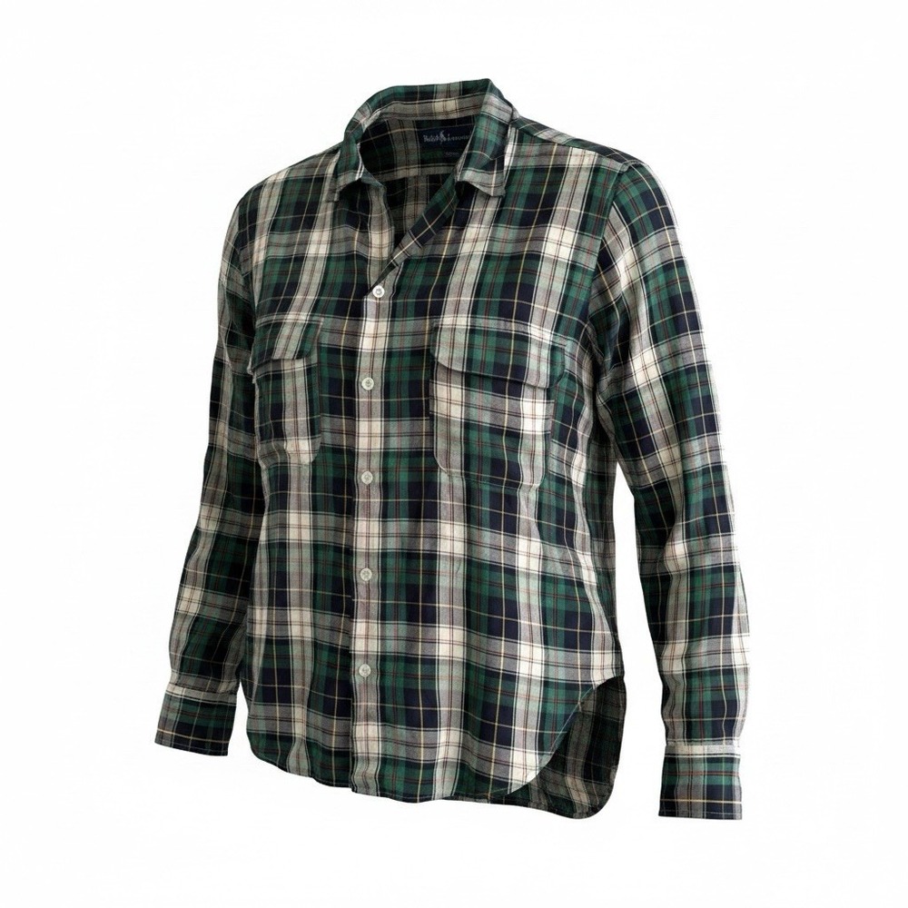 Ralph Lauren Women's Relaxed‎ Fit Plaid Cotton Shirt Green Multi Women's 12